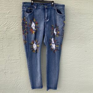 Ashley Stewart Sz 20 Painted Distressed Jeans